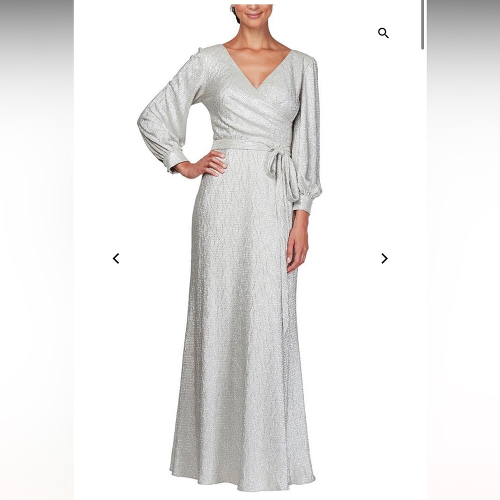 Alex Evenings Metallic Long Sleeve Dress